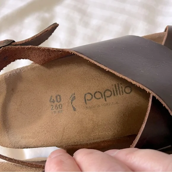 Birkenstock Papillio Samira Leather Wedge Sandals Brown size 40 - Picture 9 of 12